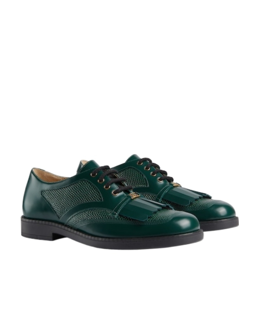 Gucci Lace-up Leather Shoes In Green