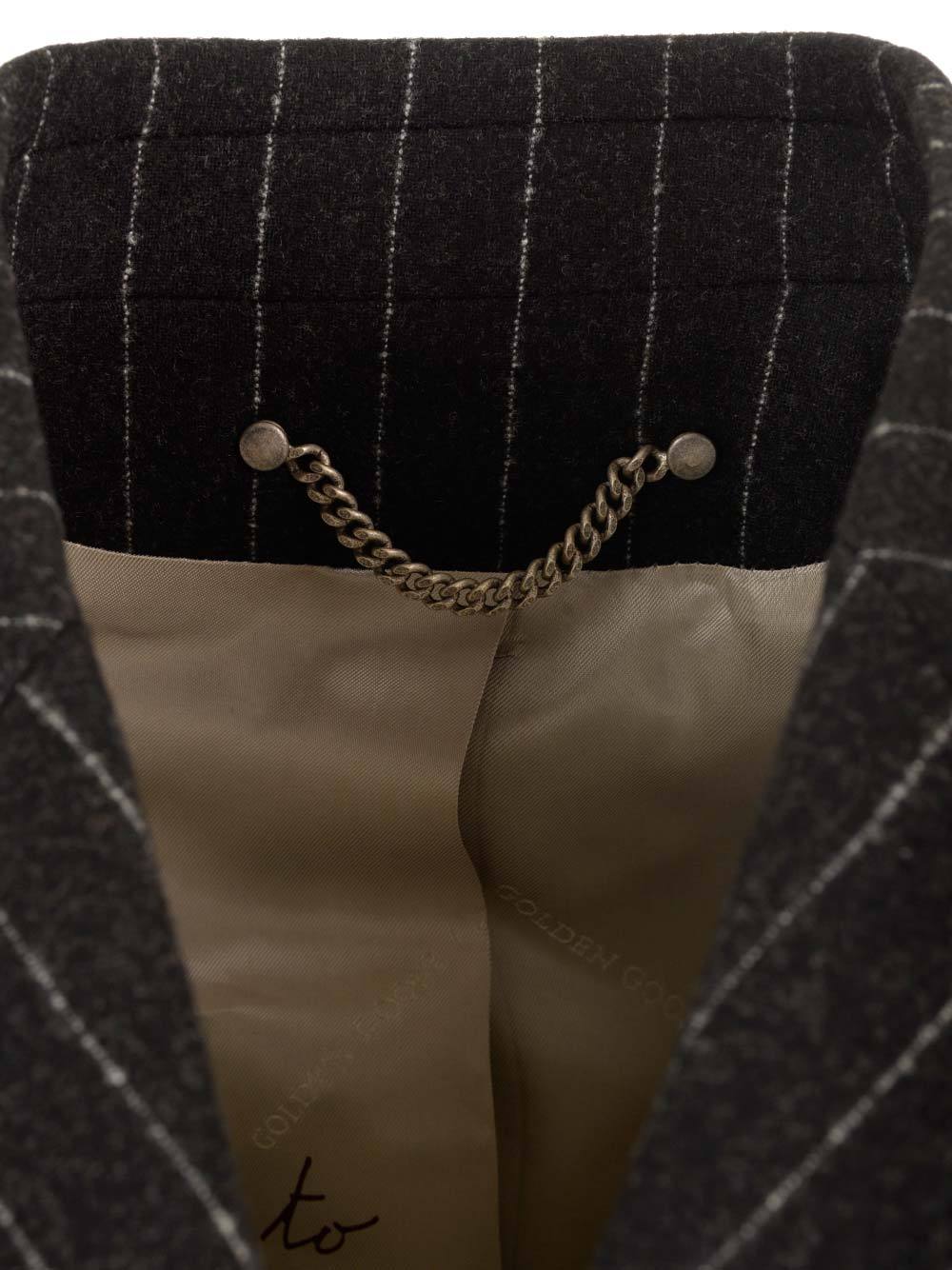 Golden Goose Pinstriped Double-breasted Blazer In Black