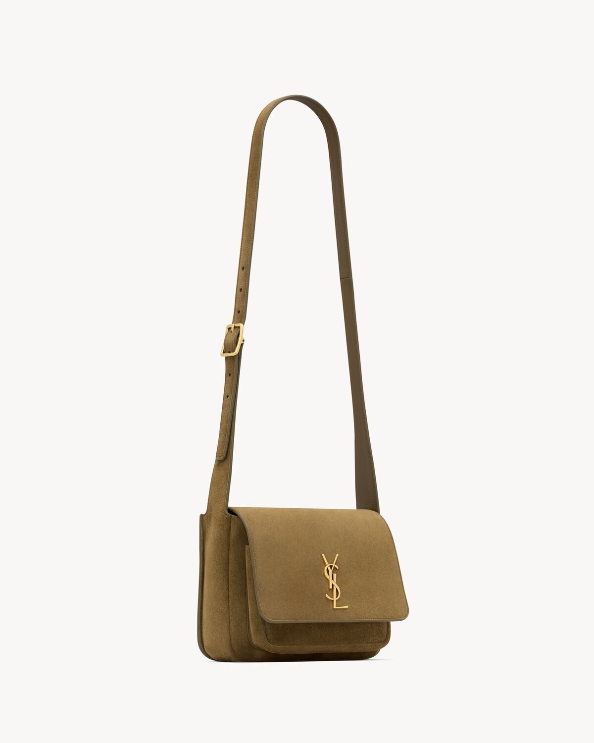 Saint Laurent Niki Satchel In Suede In Green