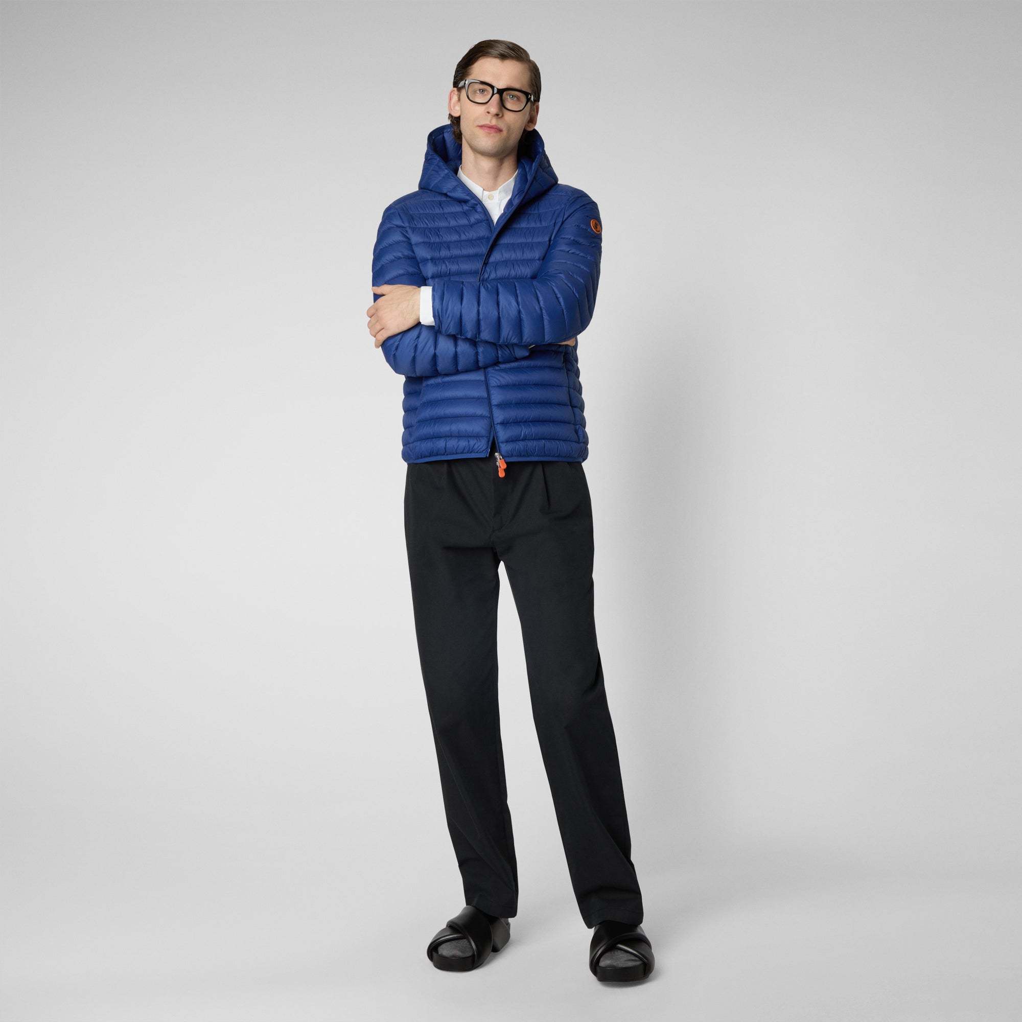 Save The Duck Nylon Casual Jacket With Animal-free Plumtech Padding In Blue