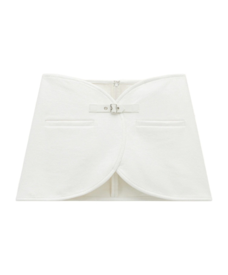 Courrèges Ellipse Buckled Curved Miniskirt In White