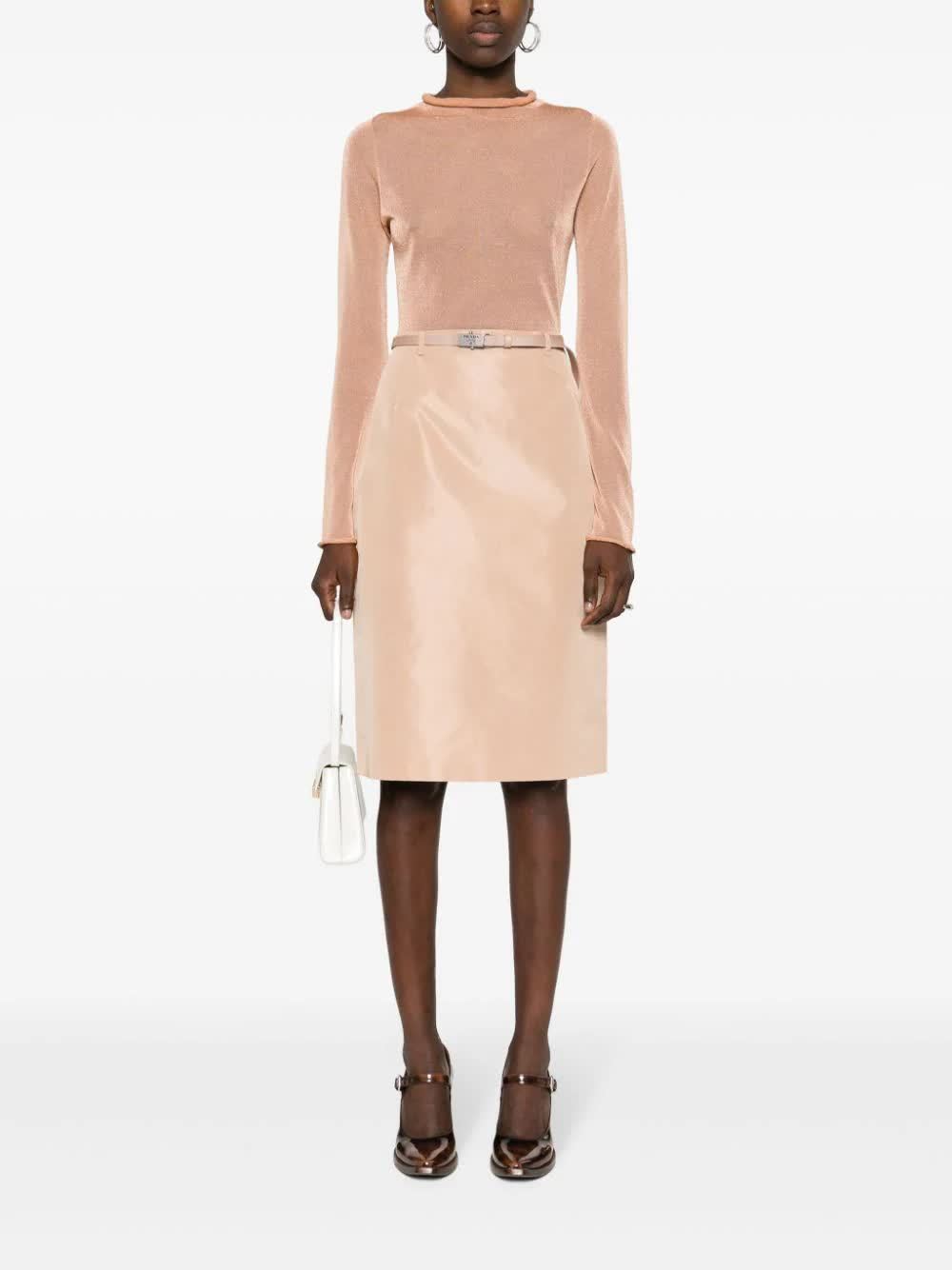 Prada Dart-detail Skirt In Nude