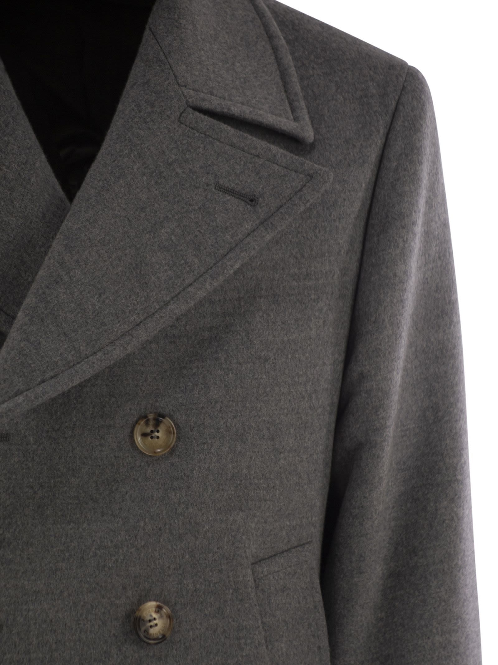 Brunello Cucinelli Men One-and-a-half-breasted Wool Coat In Gray