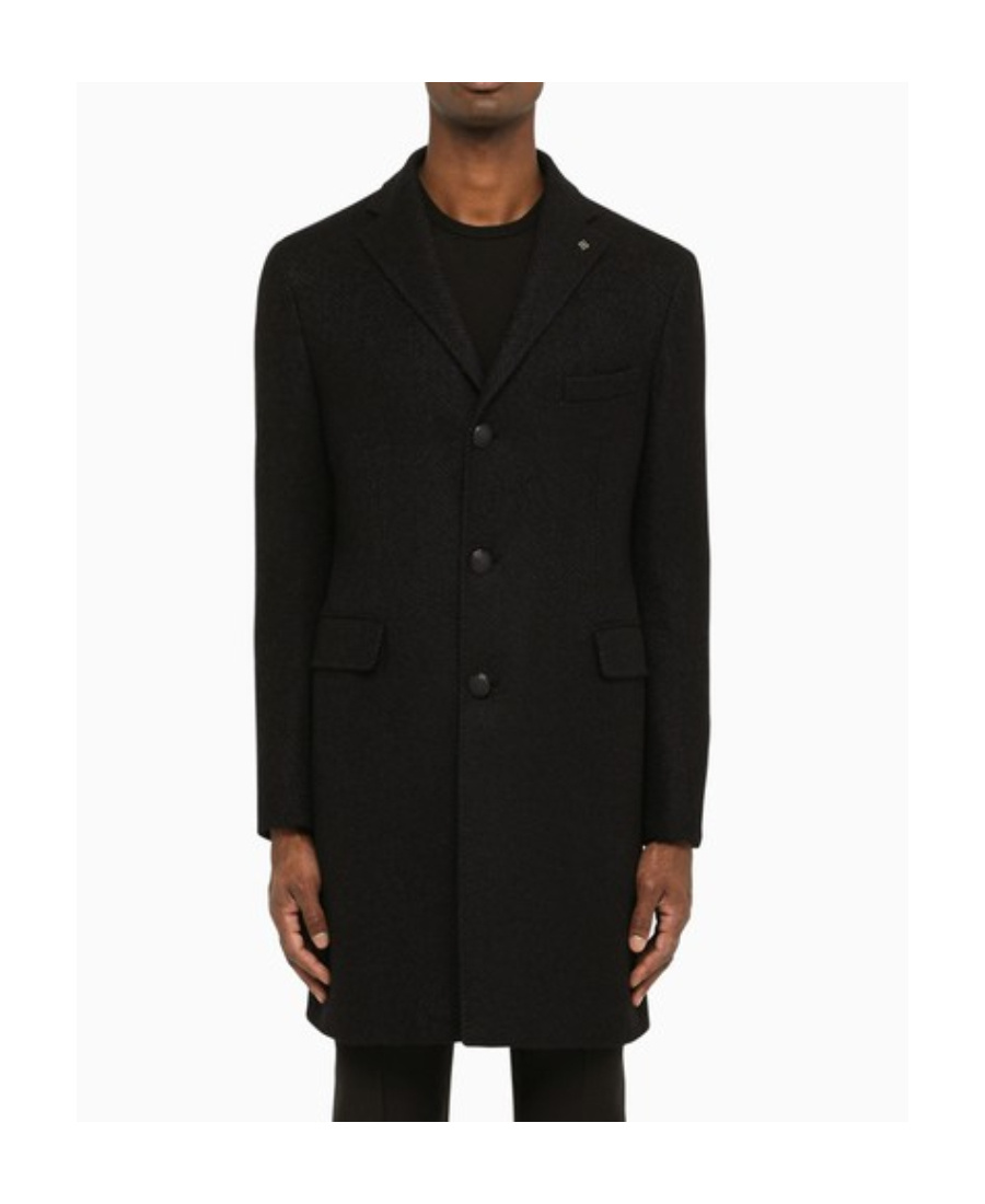 Tagliatore Long-sleeved Single-breasted Coat In Black