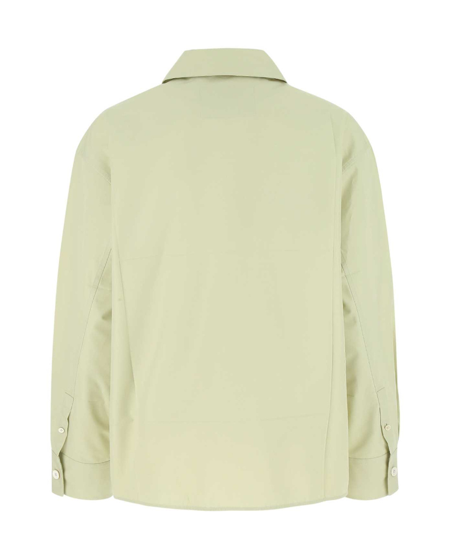 Jil Sander Pastel Green Poplin Oversize Shirt In Nude