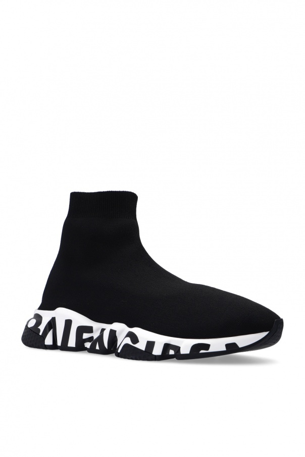 Shop Balenciaga Sneakers Speed Graffiti In Maglia Riciclata Da Uomo In Nero In Black