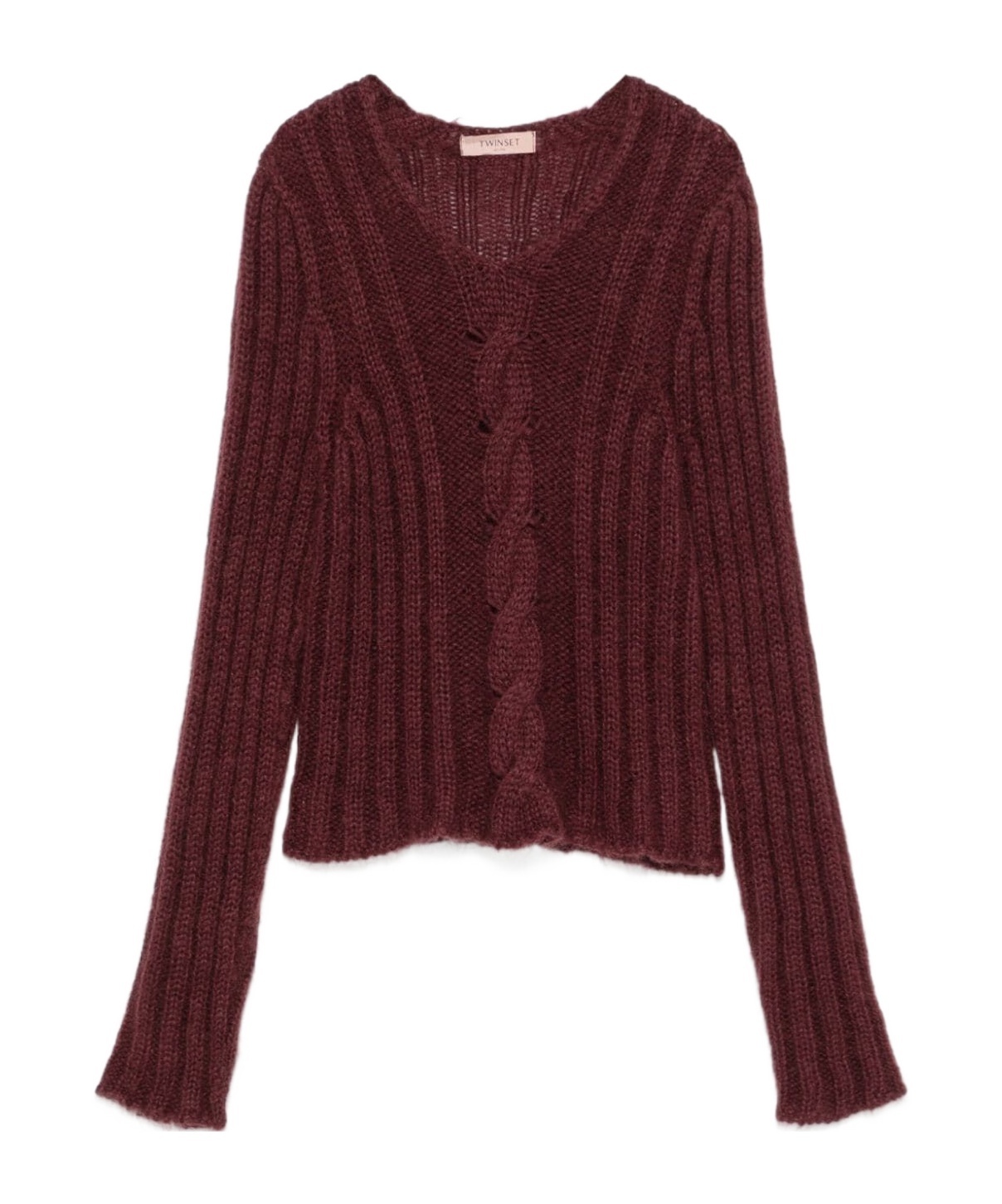 Twinset Ribbed Sweater In Brown