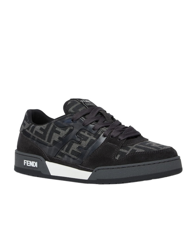 Fendi Low-top Round Toe Rubber Sole Sneakers In Black