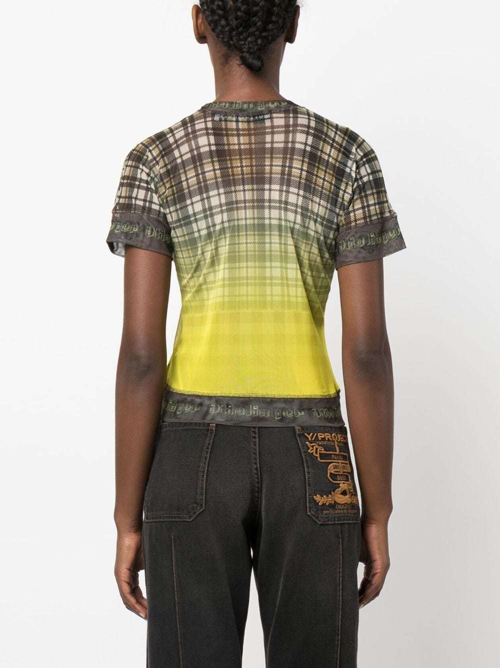 Ottolinger Plaid Check-pattern Mesh Top In Black