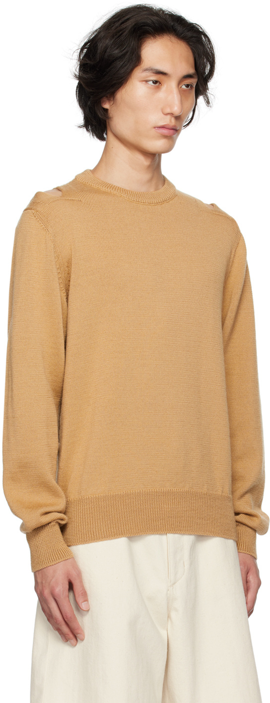 Jil Sander Round Neck Hollowed-out Sweater In Nude