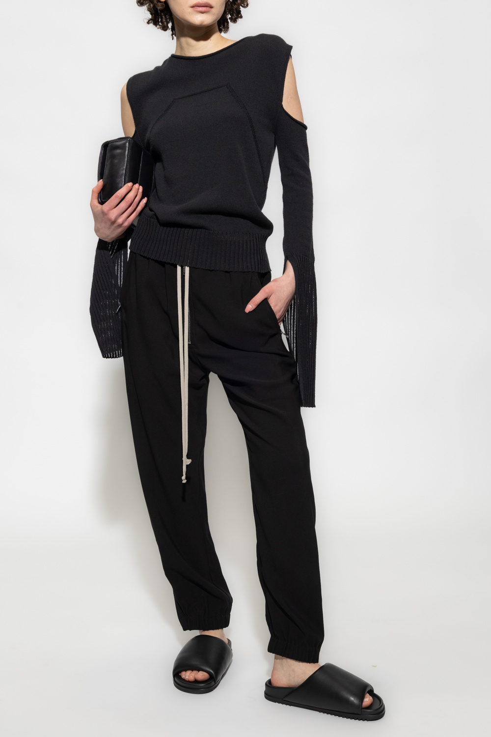 Rick Owens Cut-out Cotton Jumper In Black