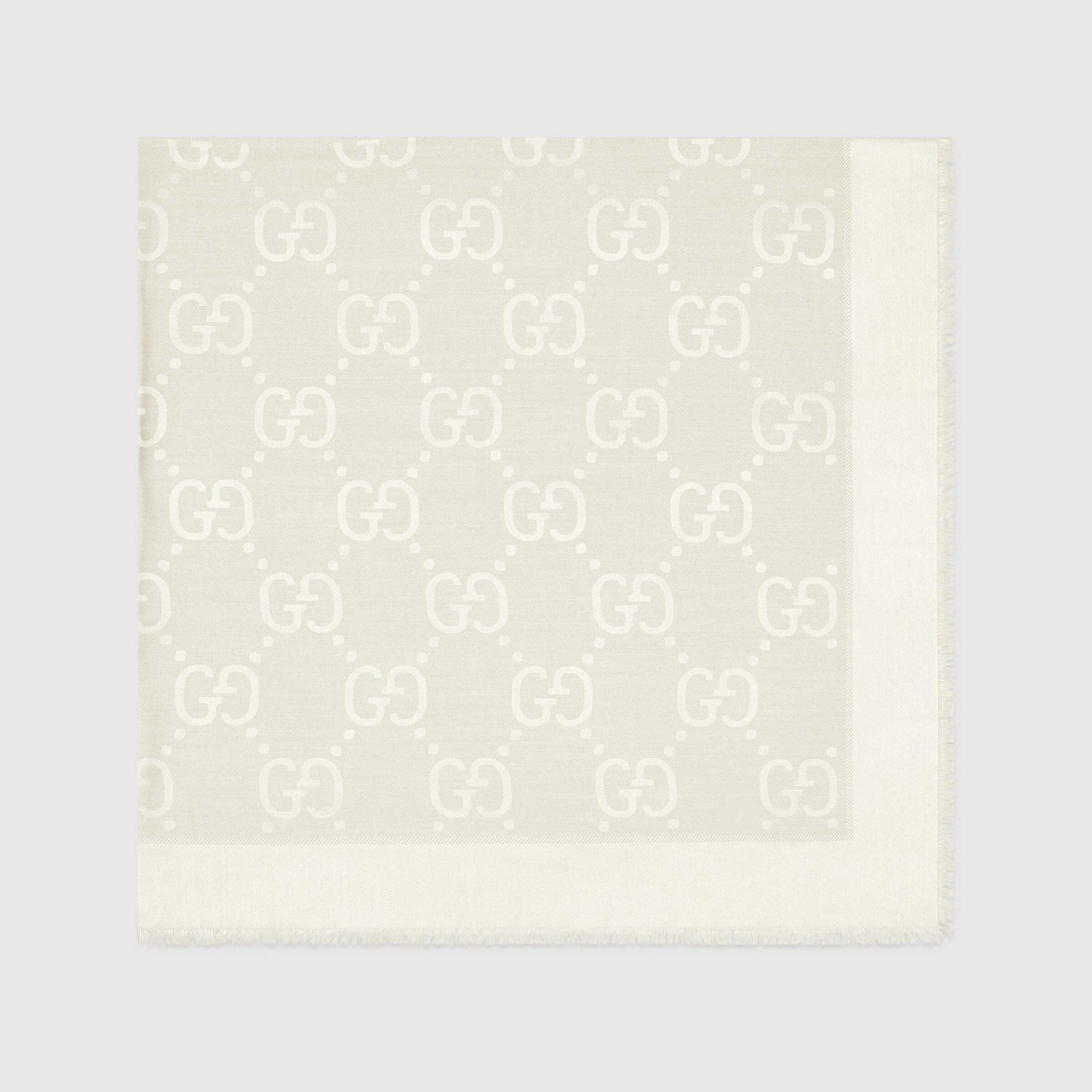 Gucci Patterned-jacquard Silk Scarf In White