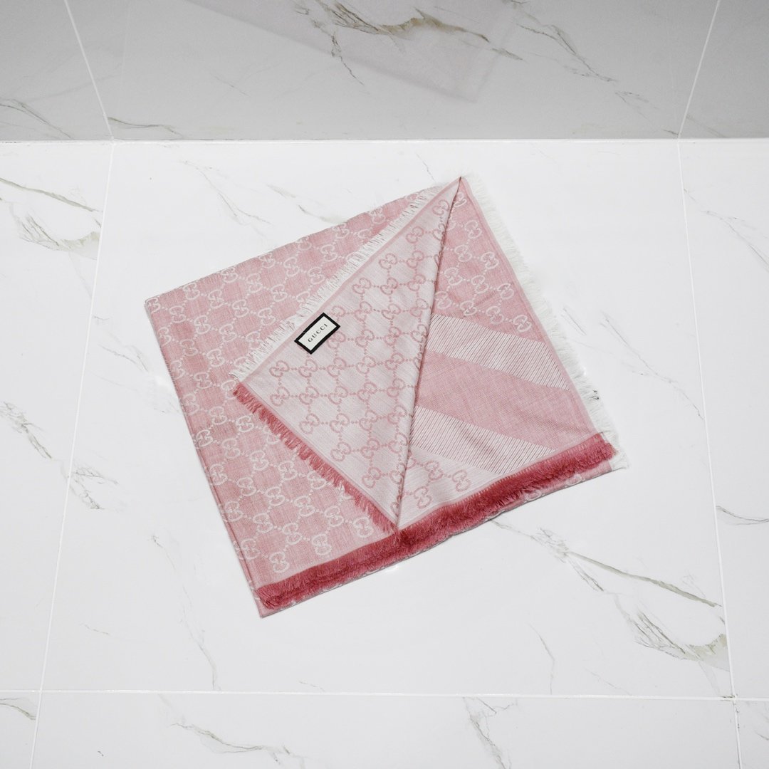 Gucci Double G Jacquard Scarf In Pink