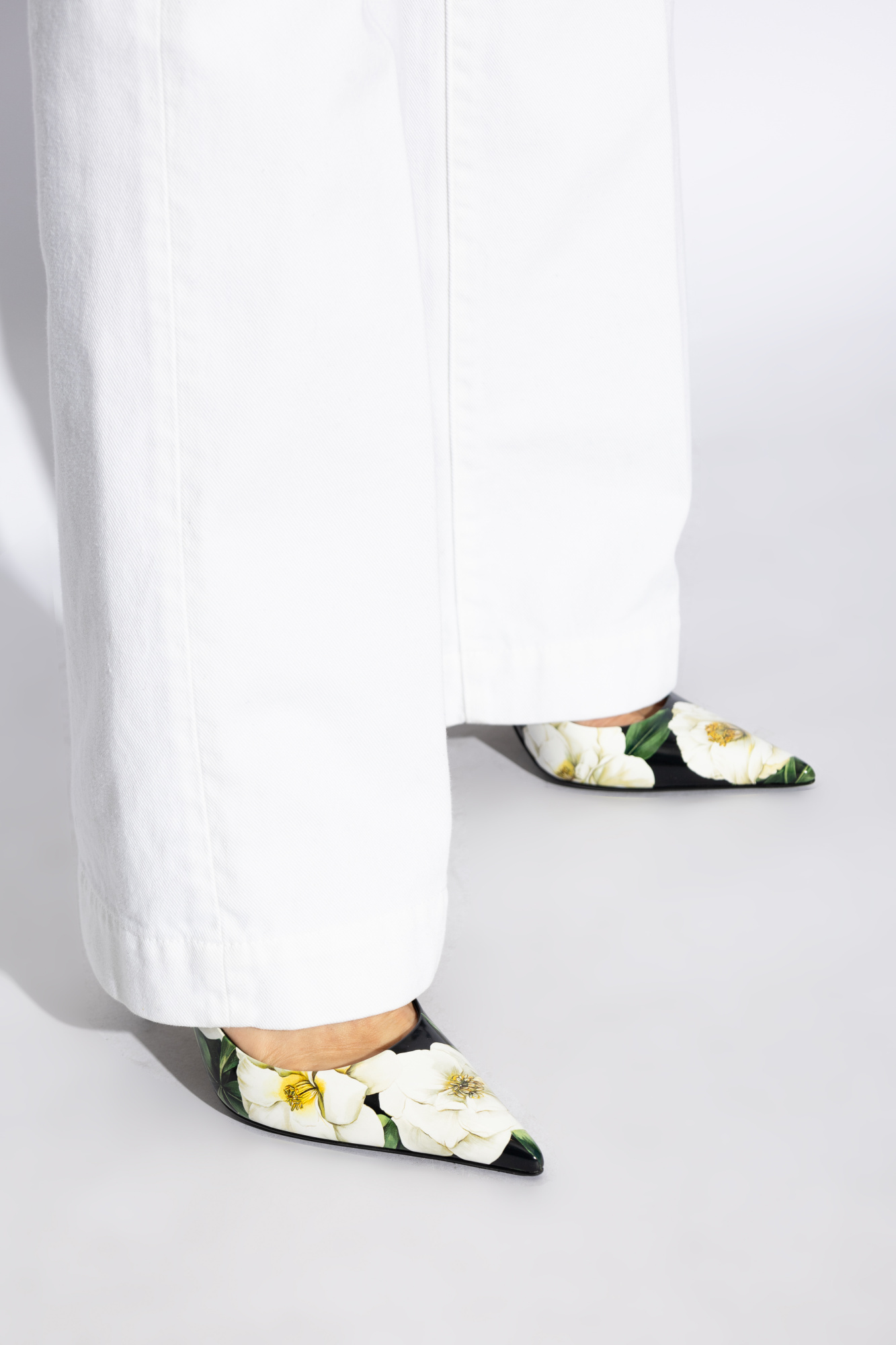 Dolce & Gabbana Printed Leather Slingback Pumps In Multicolor