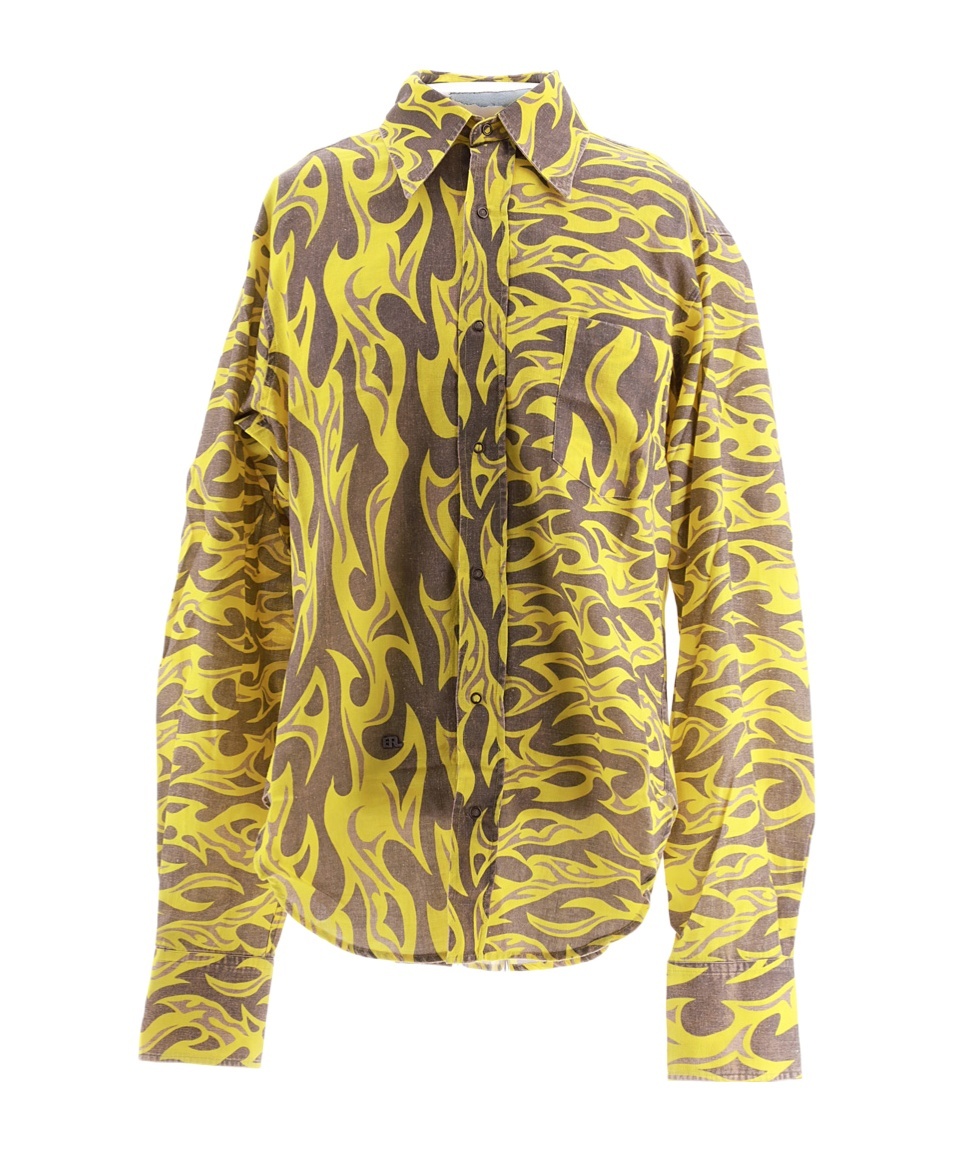 Erl Flame-print Canvas Shirt In Brown