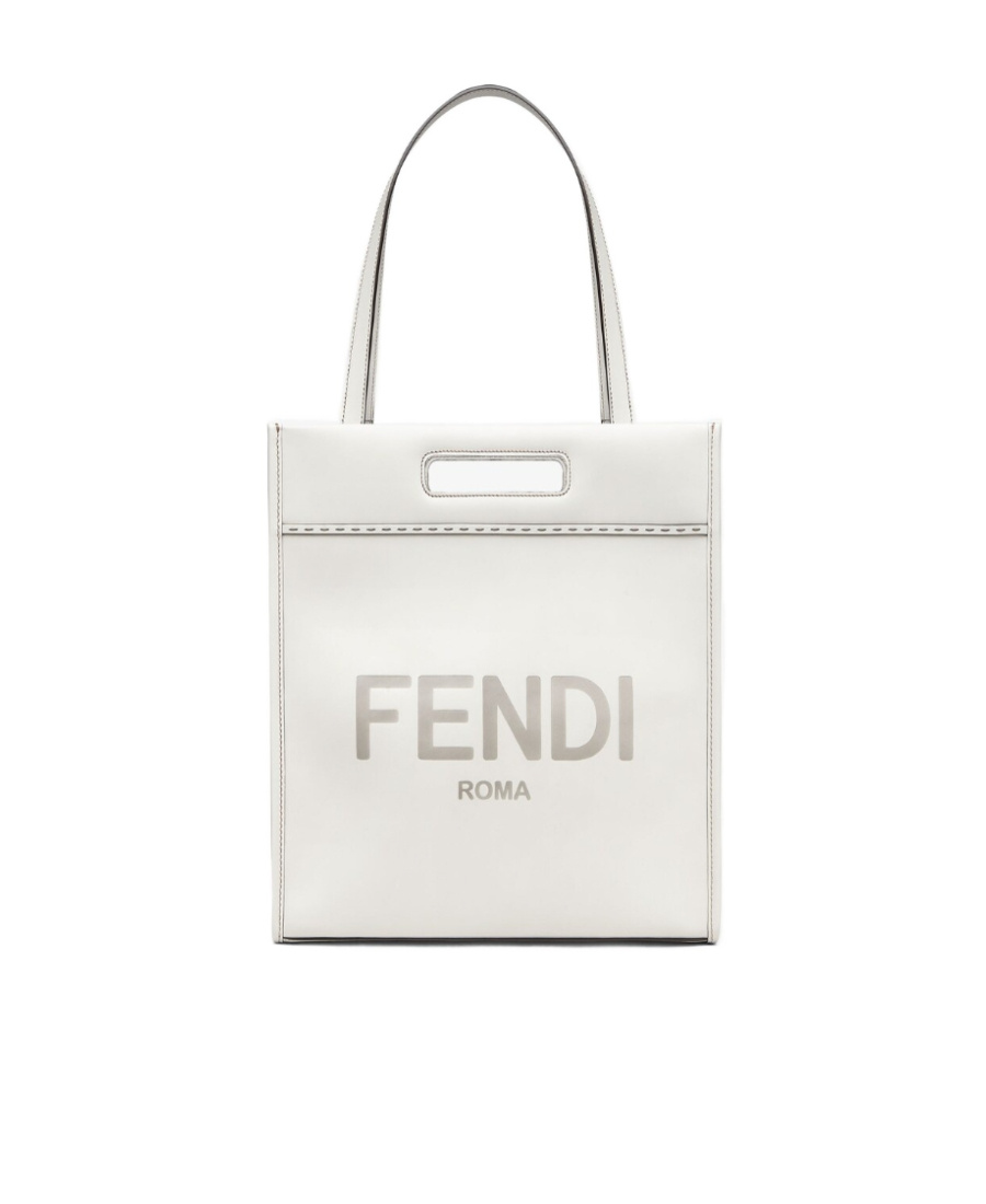Fendi N-s Embossed Logo Tote Bag In Gray
