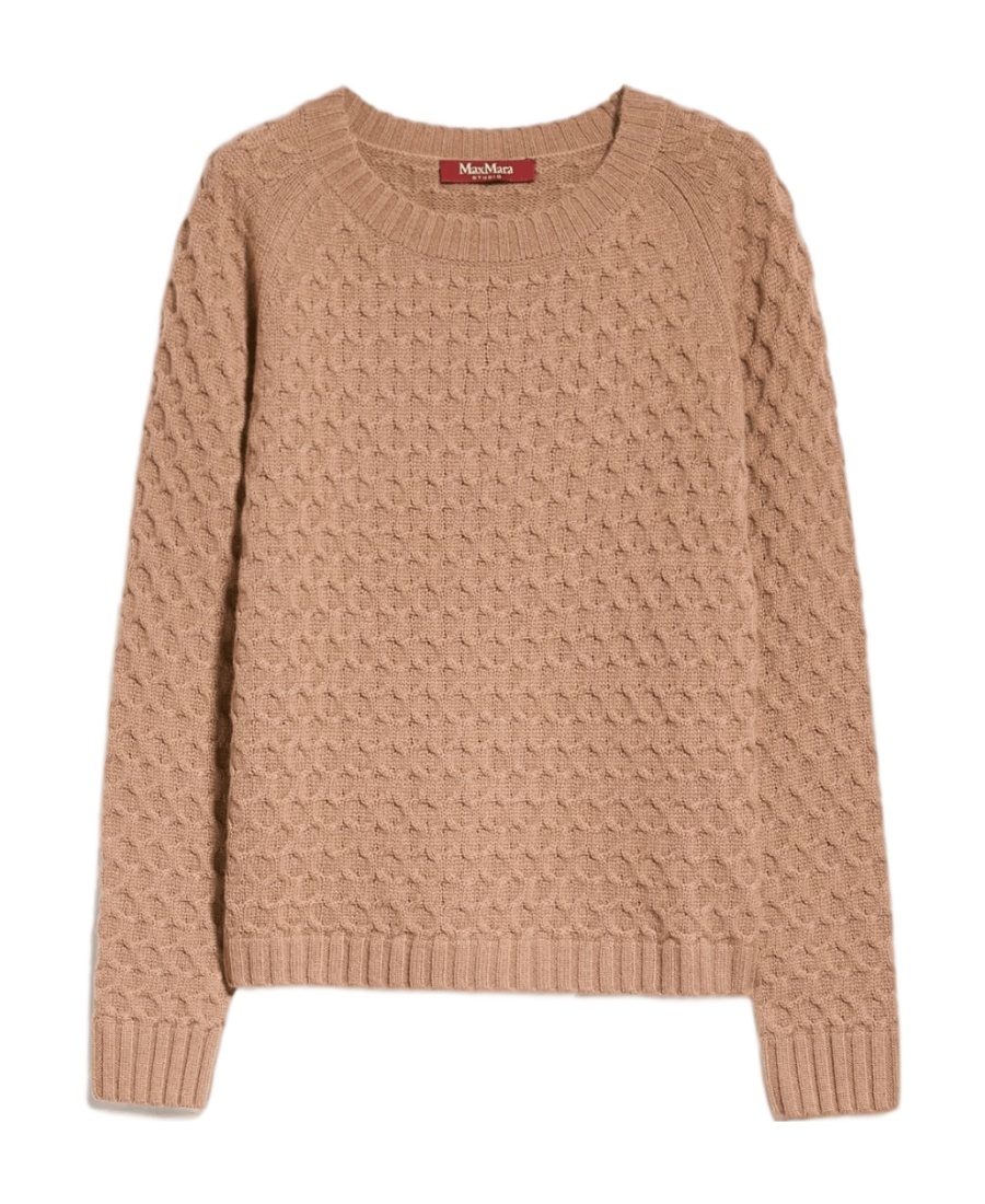 Max Mara Long-sleeved Round Neck Sweater In Nude