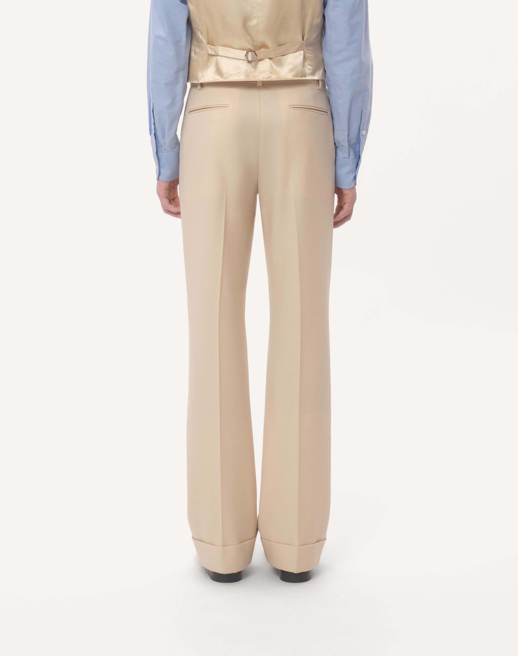 Valentino Wool Gabardine Trousers With Turn-ups In Nude