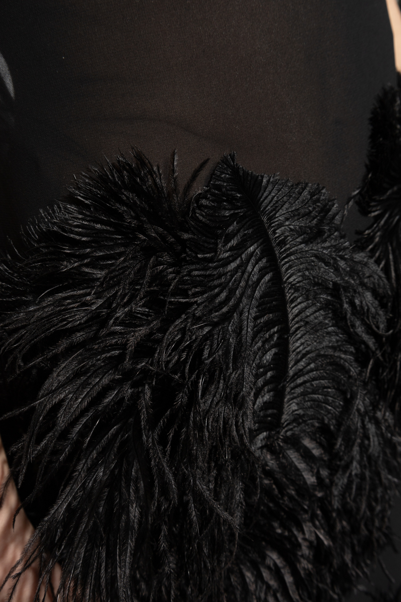 Shop Attico The Feather Embellished Spaghetti Strap Midi Dress In Black
