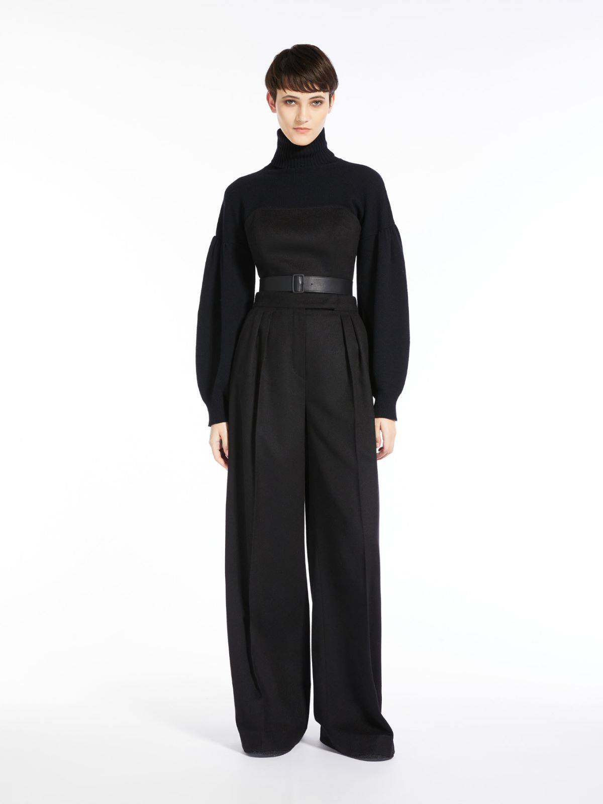 Shop Max Mara Wide-legged Casual Pants In Black