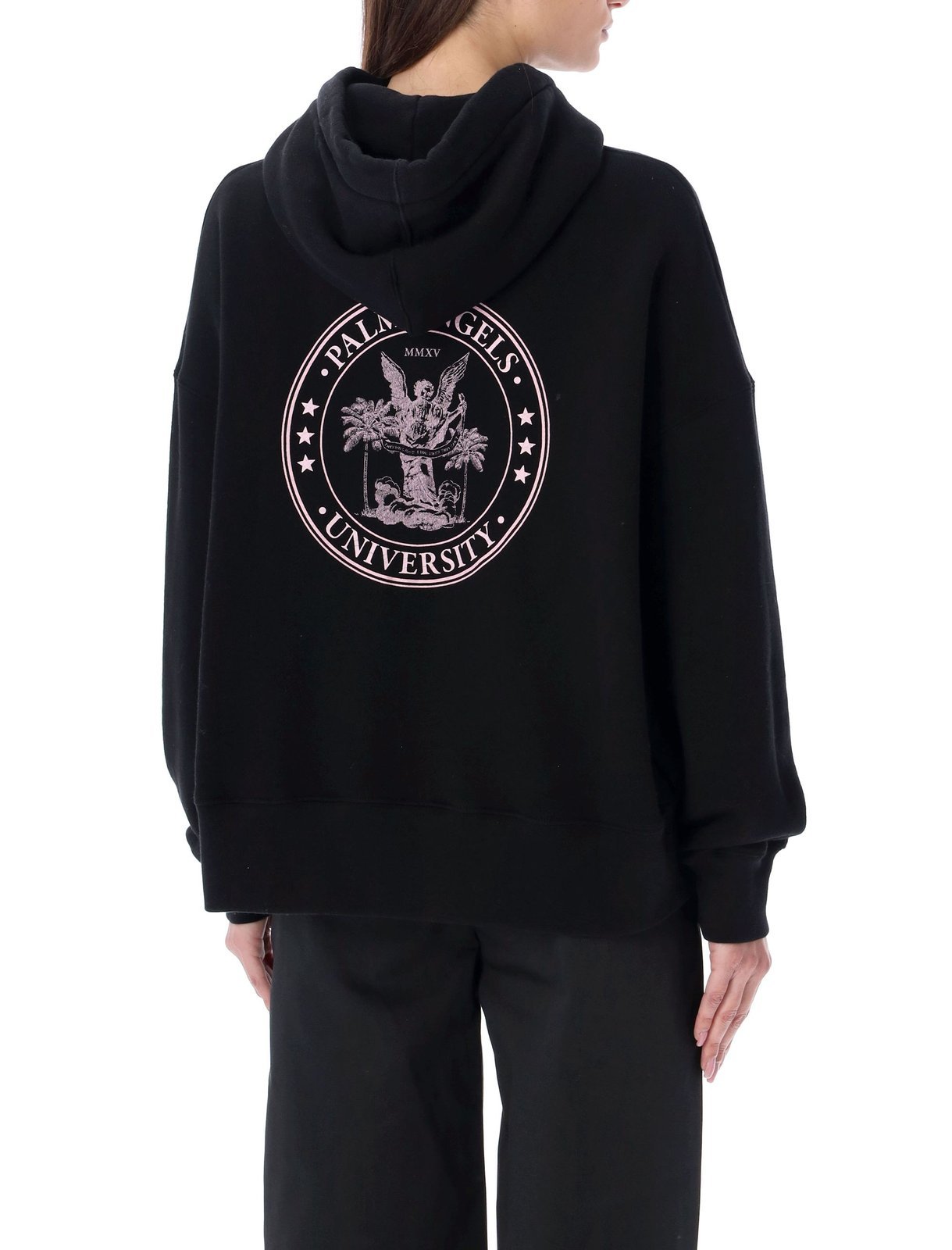 Palm Angels Black College Classic Hoodie In Black