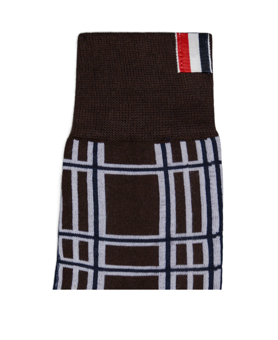 Shop Thom Browne Check-jacquard Ankle Socks In Black