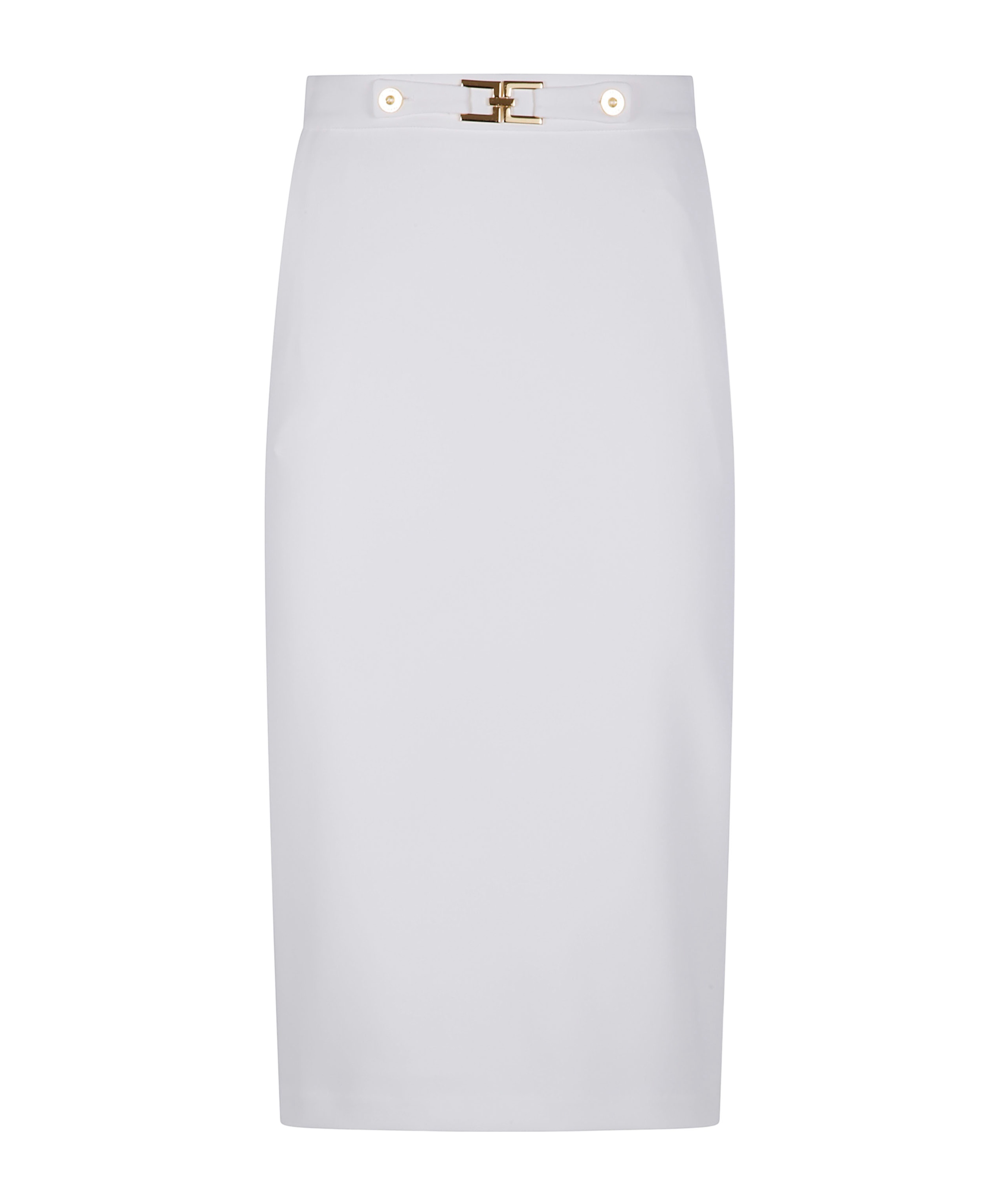 Elisabetta Franchi Gold-buckle Pencil Skirt In Blue