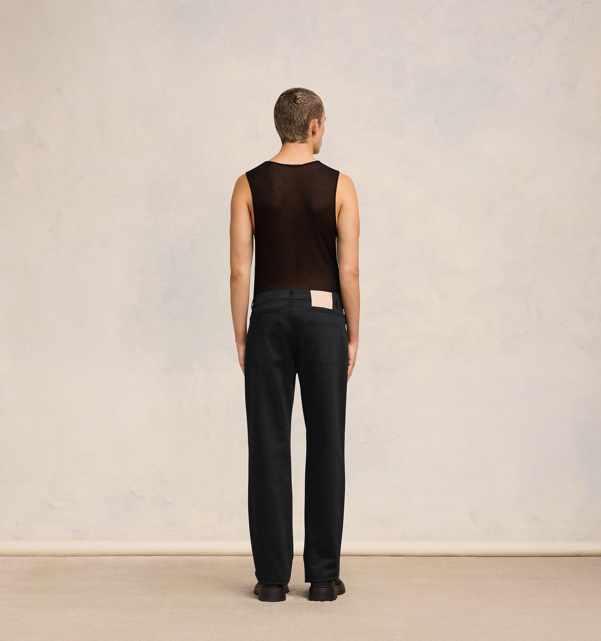 Shop Ami Alexandre Mattiussi Ami Logo Patch Straight Leg Trousers In Black
