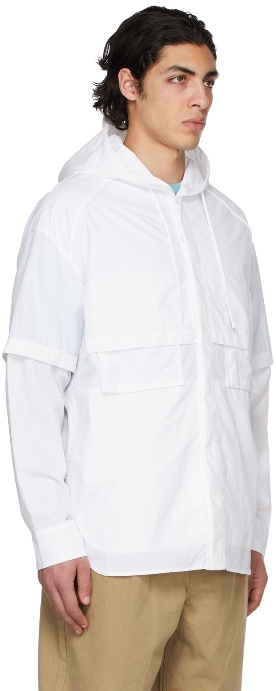 Juunj Logo Hooded Casual Jacket In White