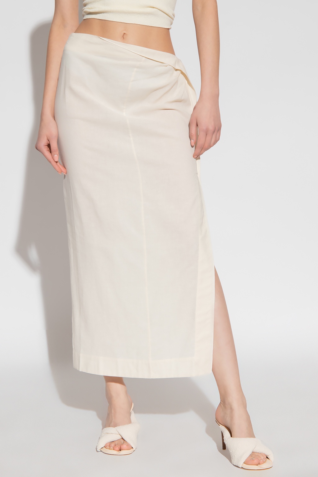 Jacquemus Woman Midi Skirt Off White Size 4 Cotton In White