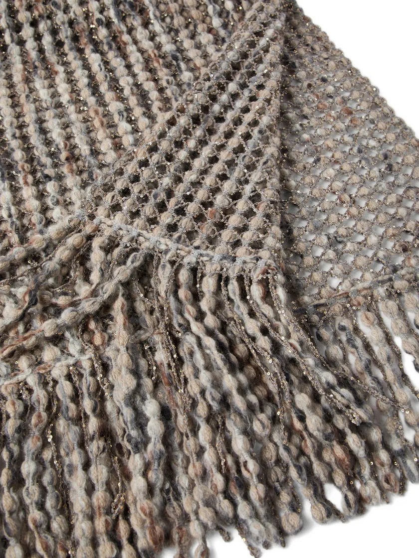 Brunello Cucinelli Metallic-detail Bobble Scarf In Gray