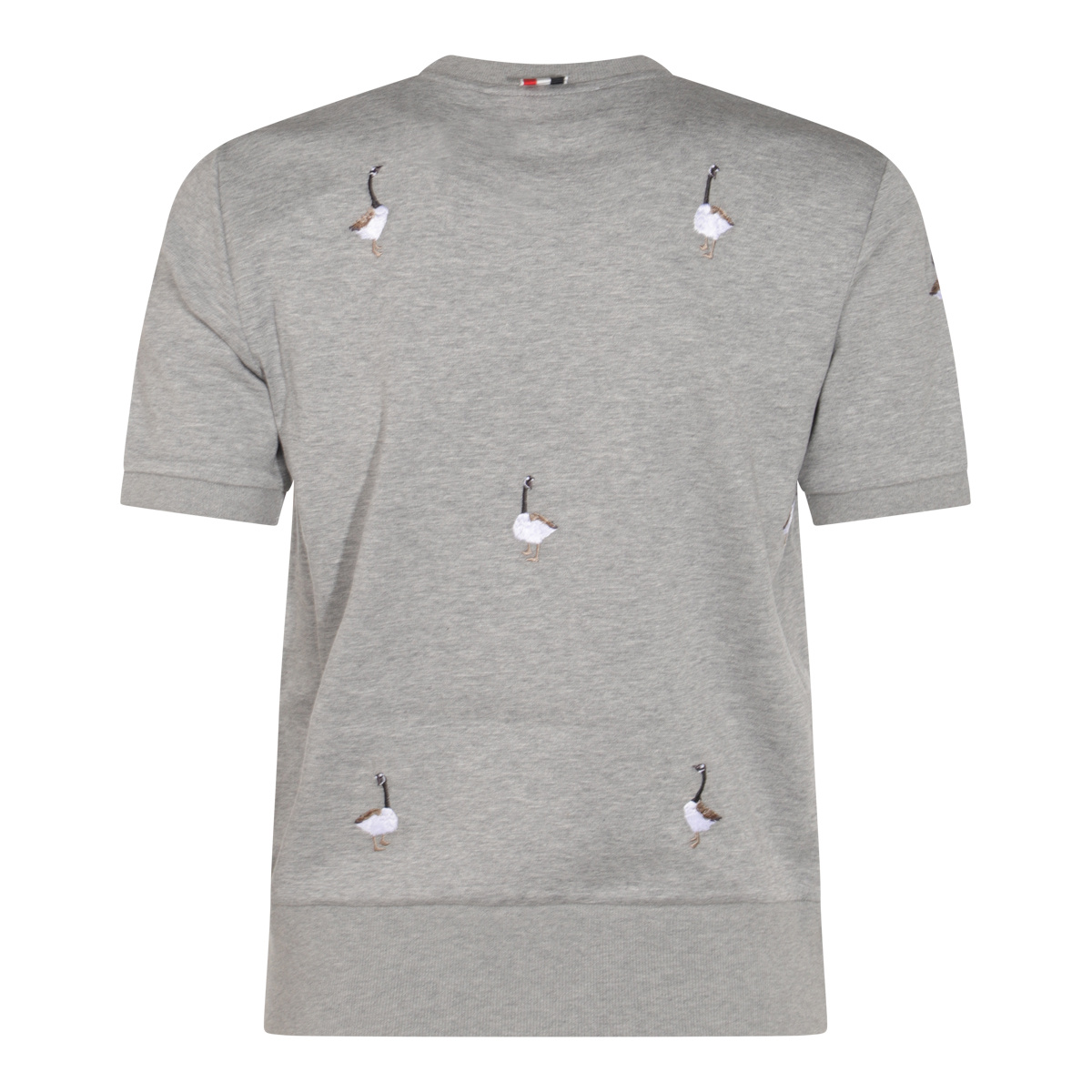 Thom Browne Knitwear Crewneck Embroidered Short Sleeves In Gray