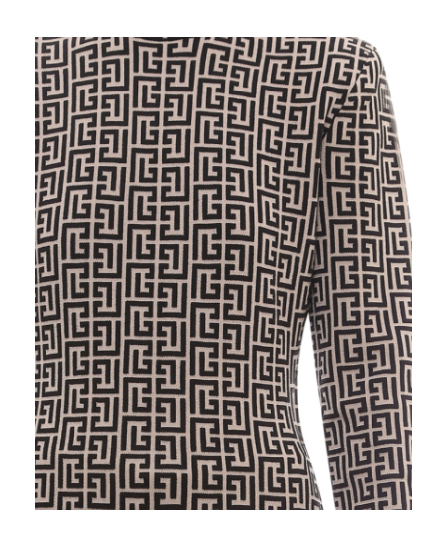 Balmain Monogram Jacquard Sweater In Black