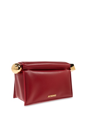 Jacquemus Leather Clutch Bag Top Handle In Red