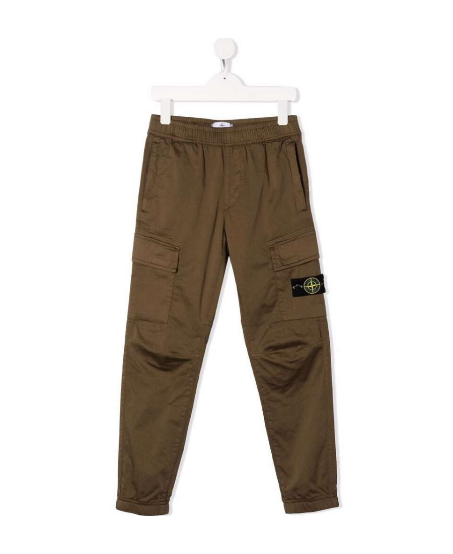Stone Island Logo-patch Cargo Trousers In Green