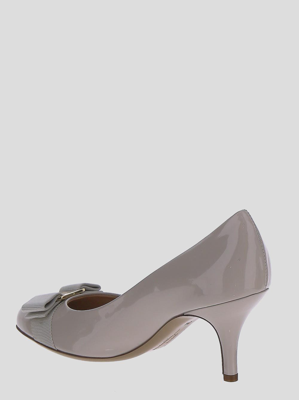 Ferragamo Round Toe High Heels In Gray