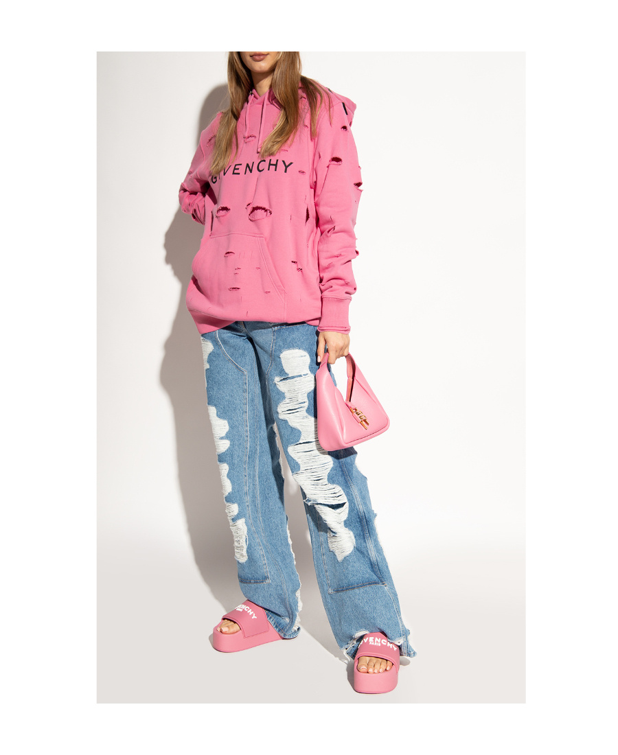 Givenchy Logoed Rubber Platform Slides In Pink