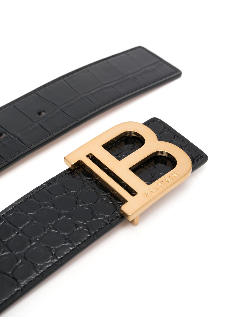 Balmain Logo-buckle Leather Belt In Black