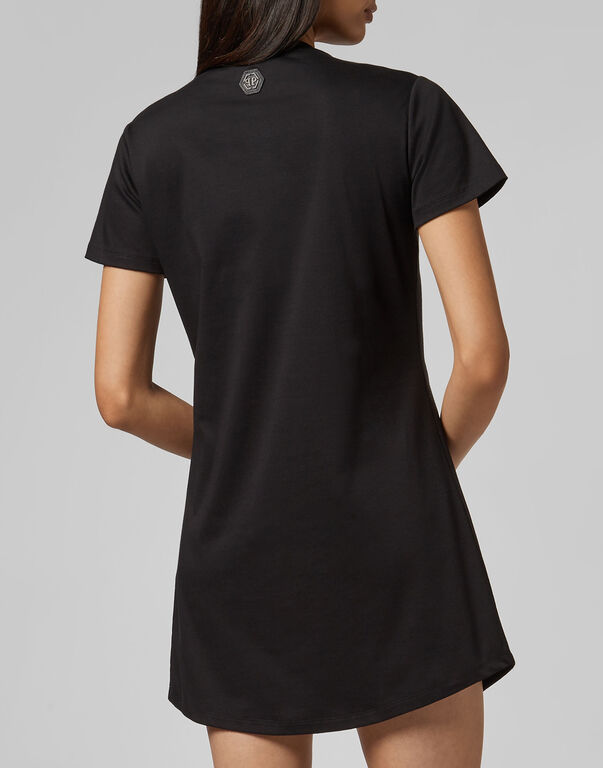 Philipp Plein Logo Details T-shirt Dress In Black