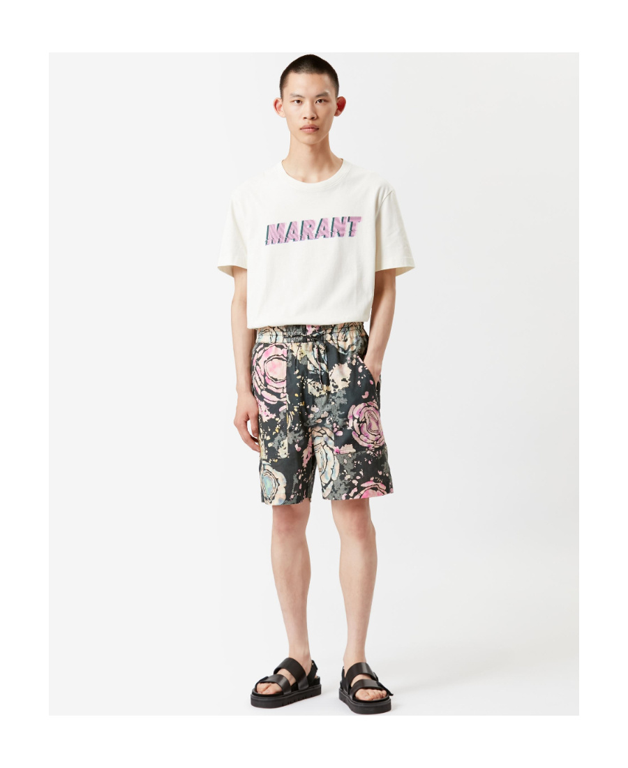 Isabel Marant Graphic-print Drawstring Shorts In Black