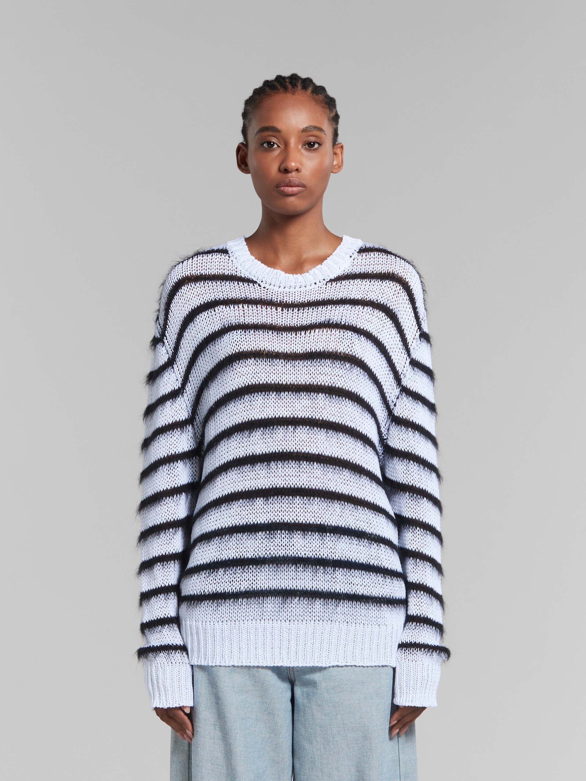 MARNI STRIPED OPEN-KNIT JUMPER