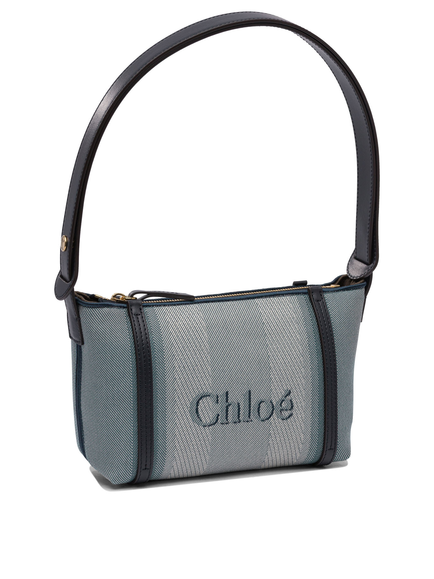 Chloé Logo Print Top Handle Bag In Gray
