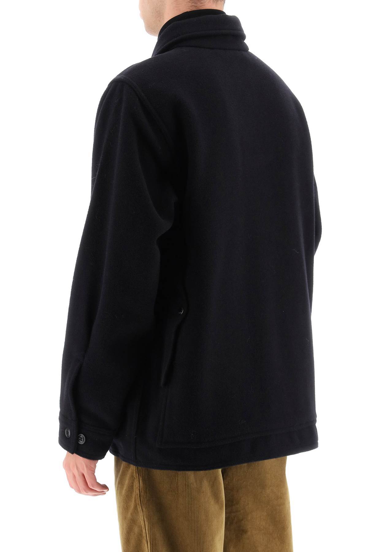 Filson Mackinaw Cruiser Field Jacket With Pointed Collar And Four Patch Pockets In Black