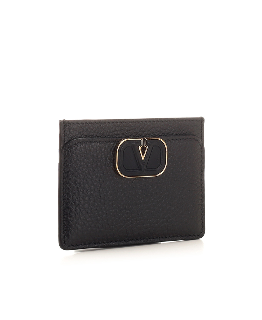 Valentino Vlogo Signature Leather Cardholder In Black