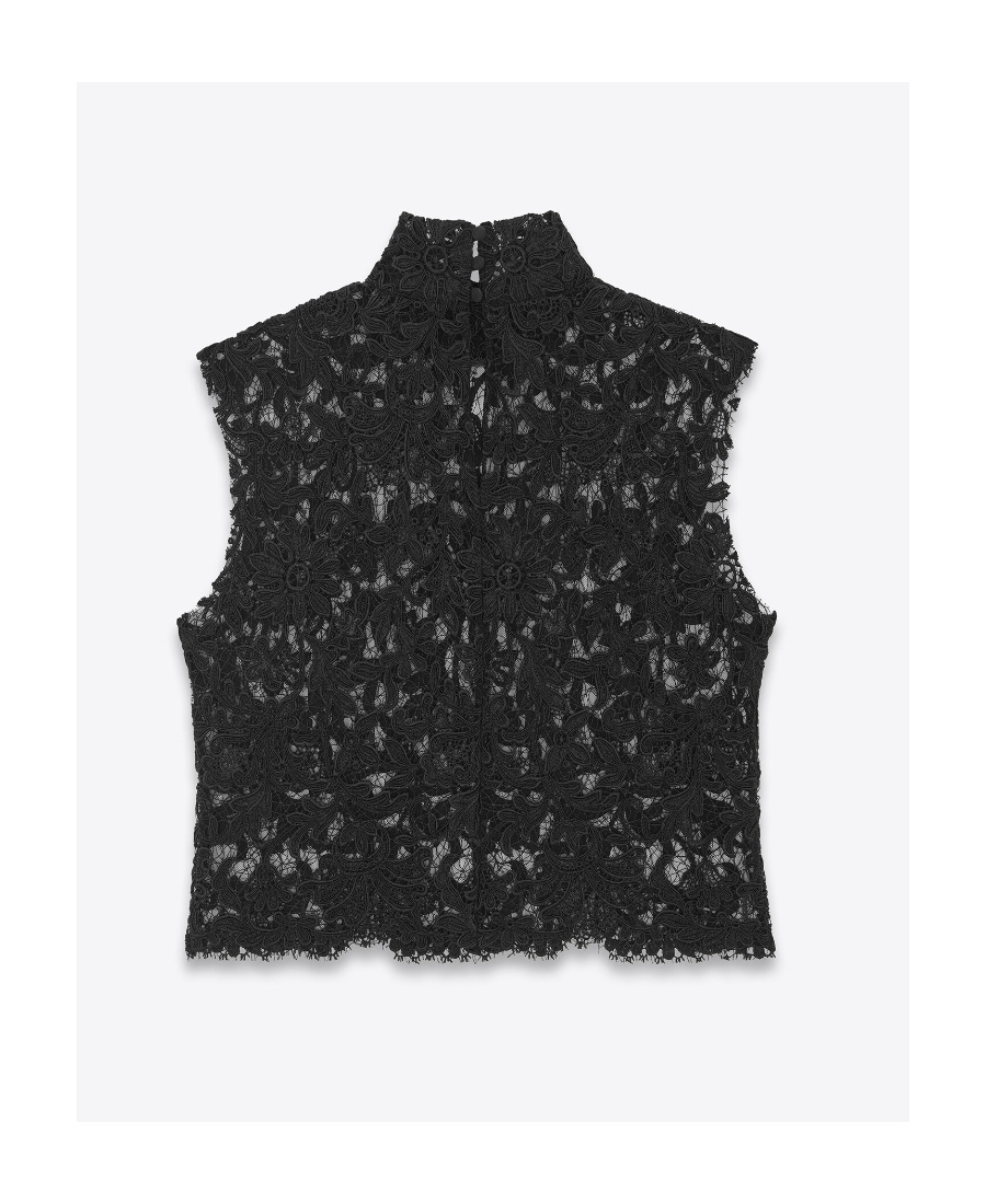 Saint Laurent Women's Lace Top In Black