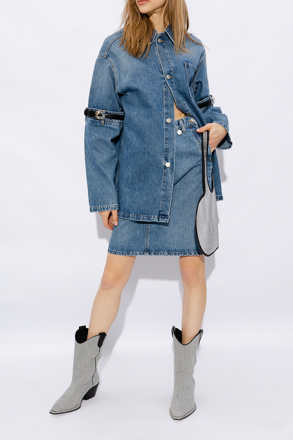 Shop Vic Matie Stud-embellished Ankle Boots In Gray