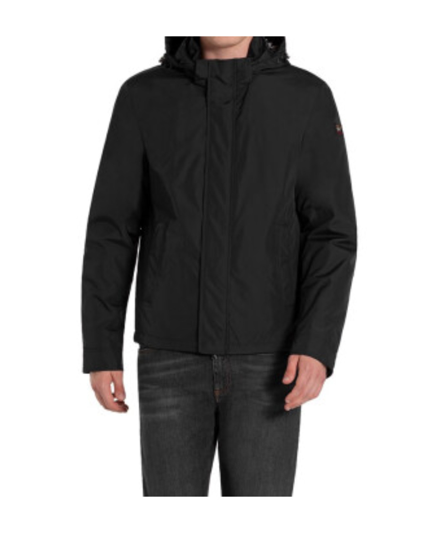 Paul & Shark Logo Hooded Casual Jacket In Black