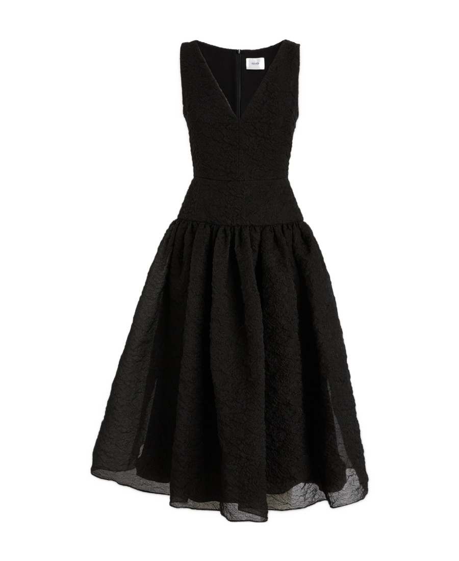 ERDEM CRINKLED-EFFECT SILK FLARED DRESS