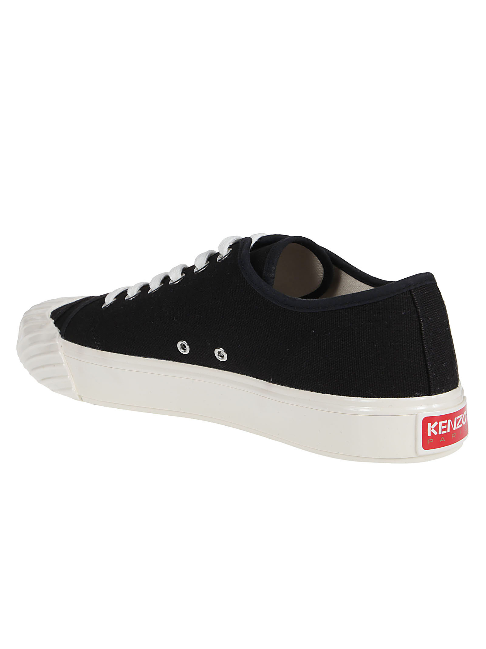 Kenzo Tiger Print Cotton Canvas Low Sneakers In Black