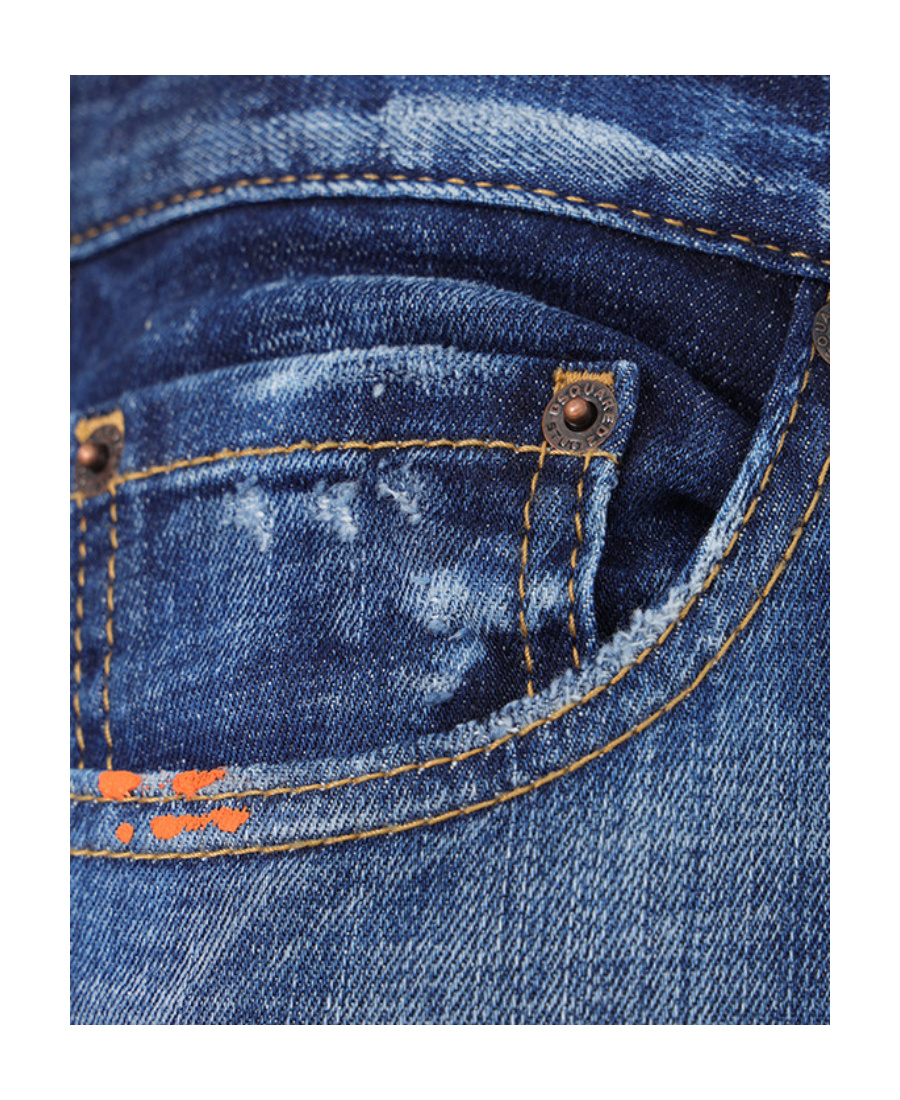 Dsquared2 Distressed Detail Painted Effect Jeans In Blue